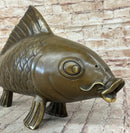 Hot Cast Bronze Koi Carp Chinese Fish Sculpture Signed Art