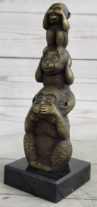 Vienna Bronze Monkey 3 Monkeys Trophy Collector Sculpture