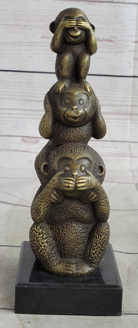 Vienna Bronze Monkey 3 Monkeys Trophy Collector Sculpture