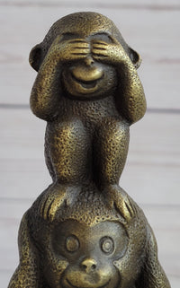 Vienna Bronze Monkey 3 Monkeys Trophy Collector Sculpture