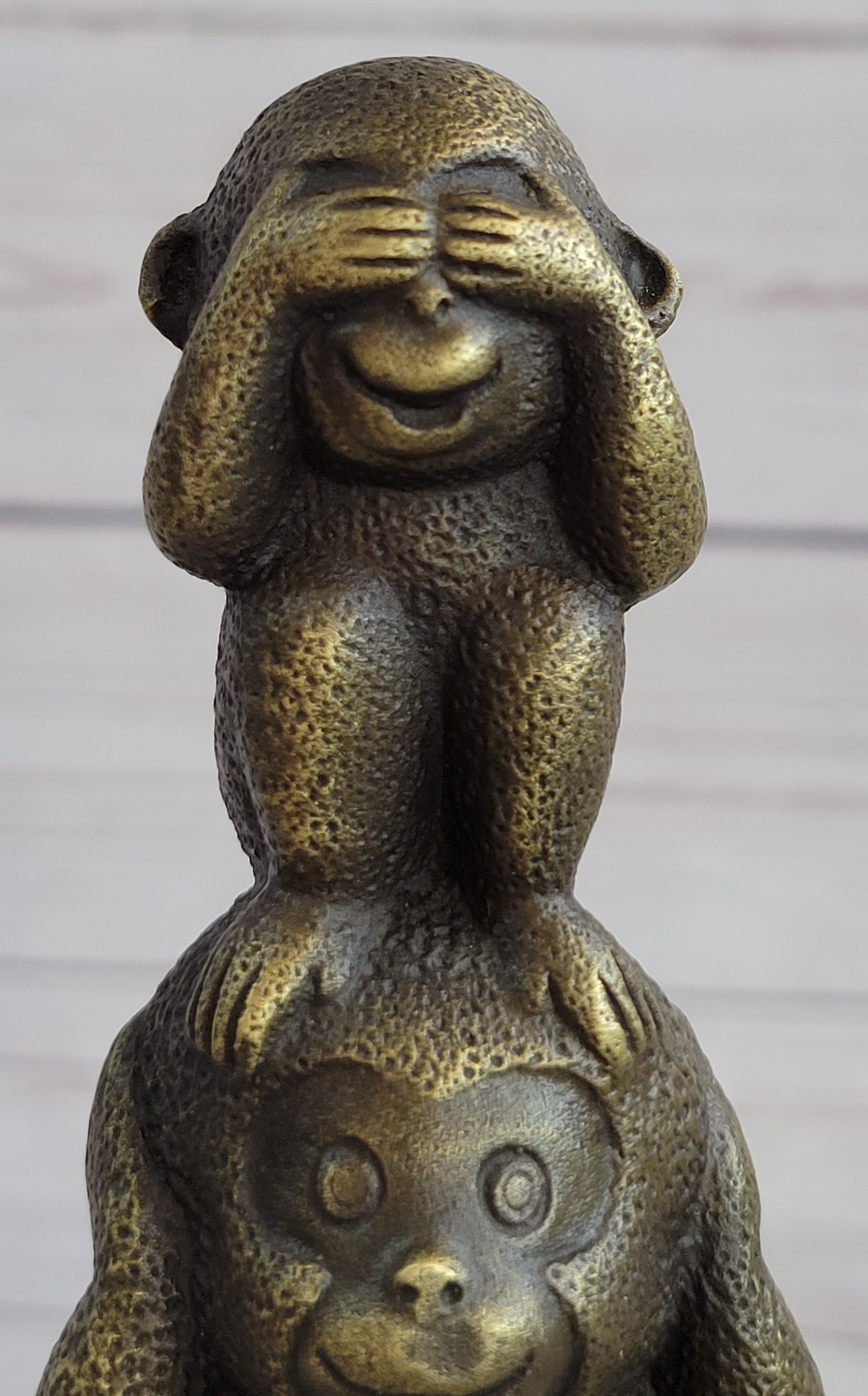 Vienna Bronze Monkey 3 Monkeys Trophy Collector Sculpture