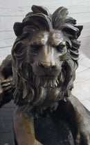 Antoine Barye Hot Cast Bronze Guardian Lion on Marble Base