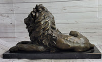 Antoine Barye Hot Cast Bronze Guardian Lion on Marble Base