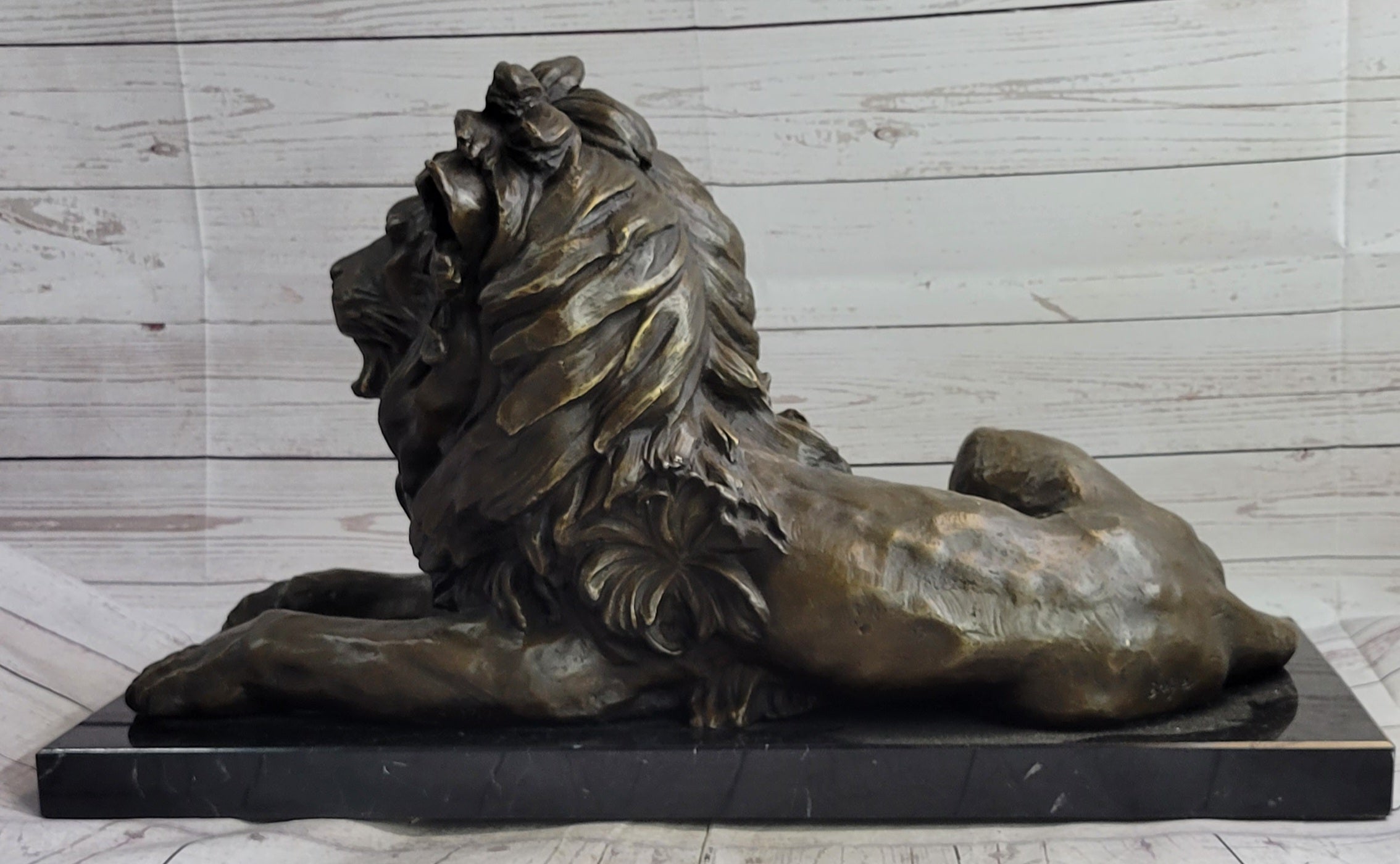 Antoine Barye Hot Cast Bronze Guardian Lion on Marble Base