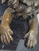 Antoine Barye Hot Cast Bronze Guardian Lion on Marble Base