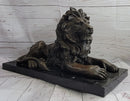 Antoine Barye Hot Cast Bronze Guardian Lion on Marble Base