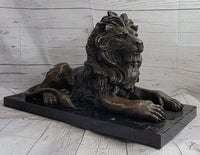 Antoine Barye Hot Cast Bronze Guardian Lion on Marble Base