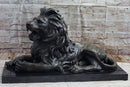 Bronze Guardian Lion on Marble Base after Antoine Barye