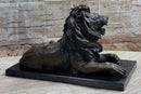 Bronze Guardian Lion on Marble Base after Antoine Barye