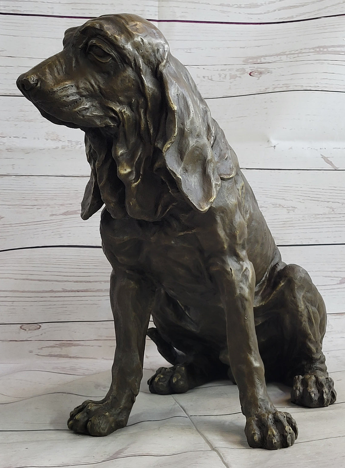 Bloodhound Basset Hound Wrinkly Dog Sculpture 14" x 18"
