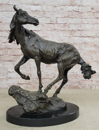 Wild Horse Bronze Sculpture Crude Style 17.5" x 16.5"