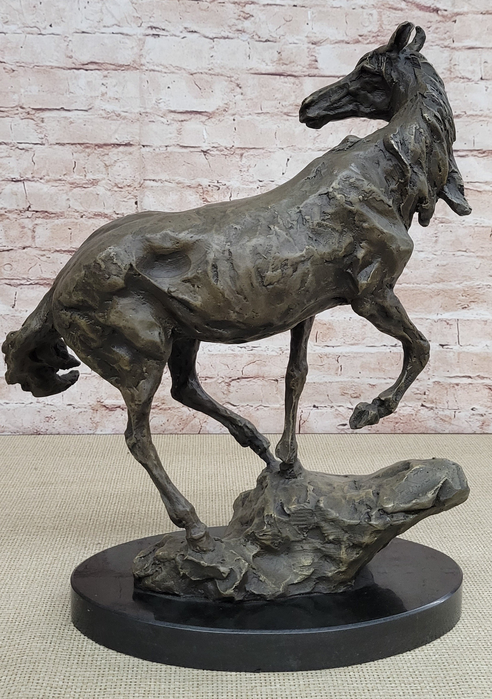 Wild Horse Bronze Sculpture Crude Style 17.5" x 16.5"