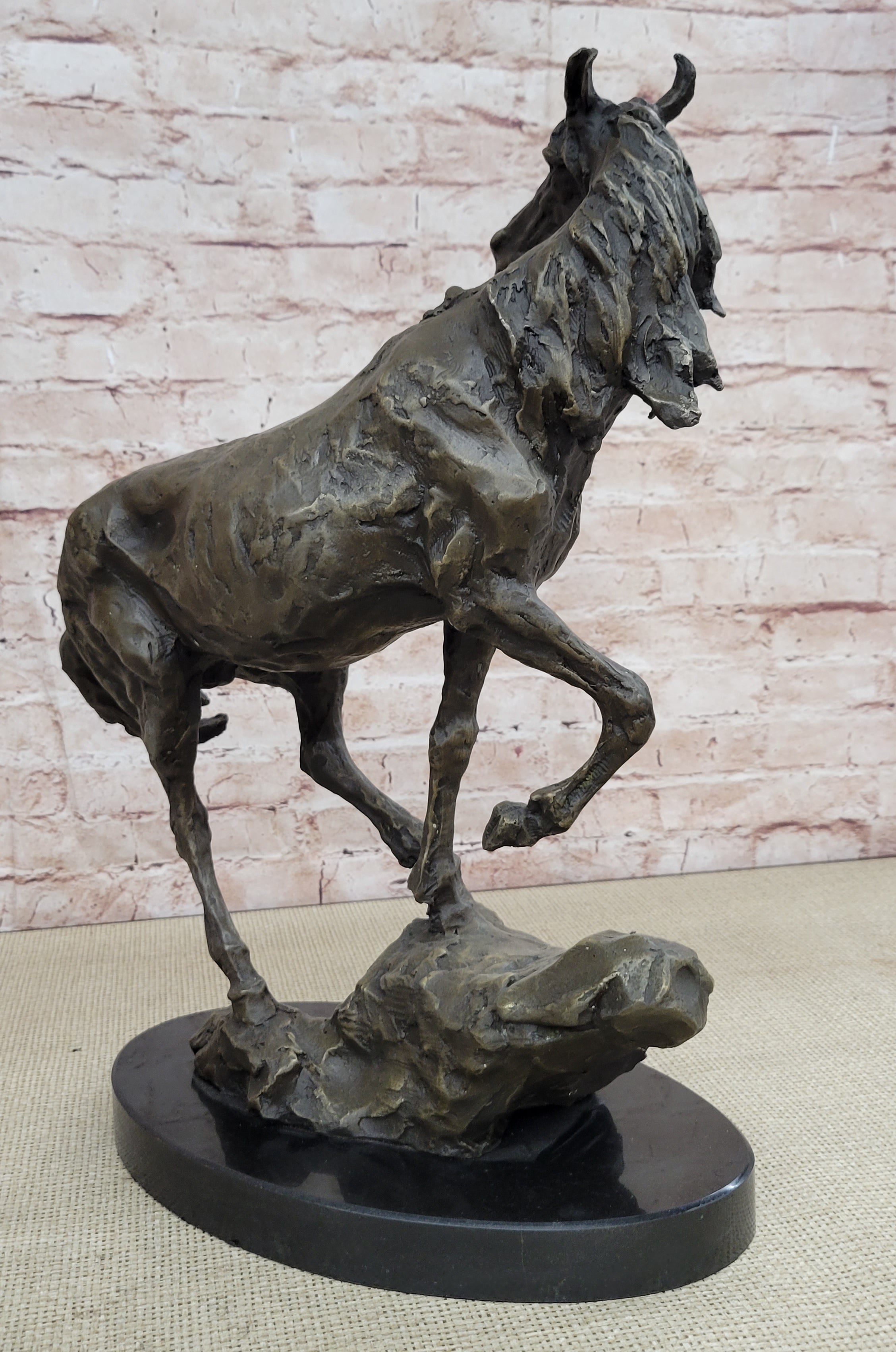 Wild Horse Bronze Sculpture Crude Style 17.5" x 16.5"