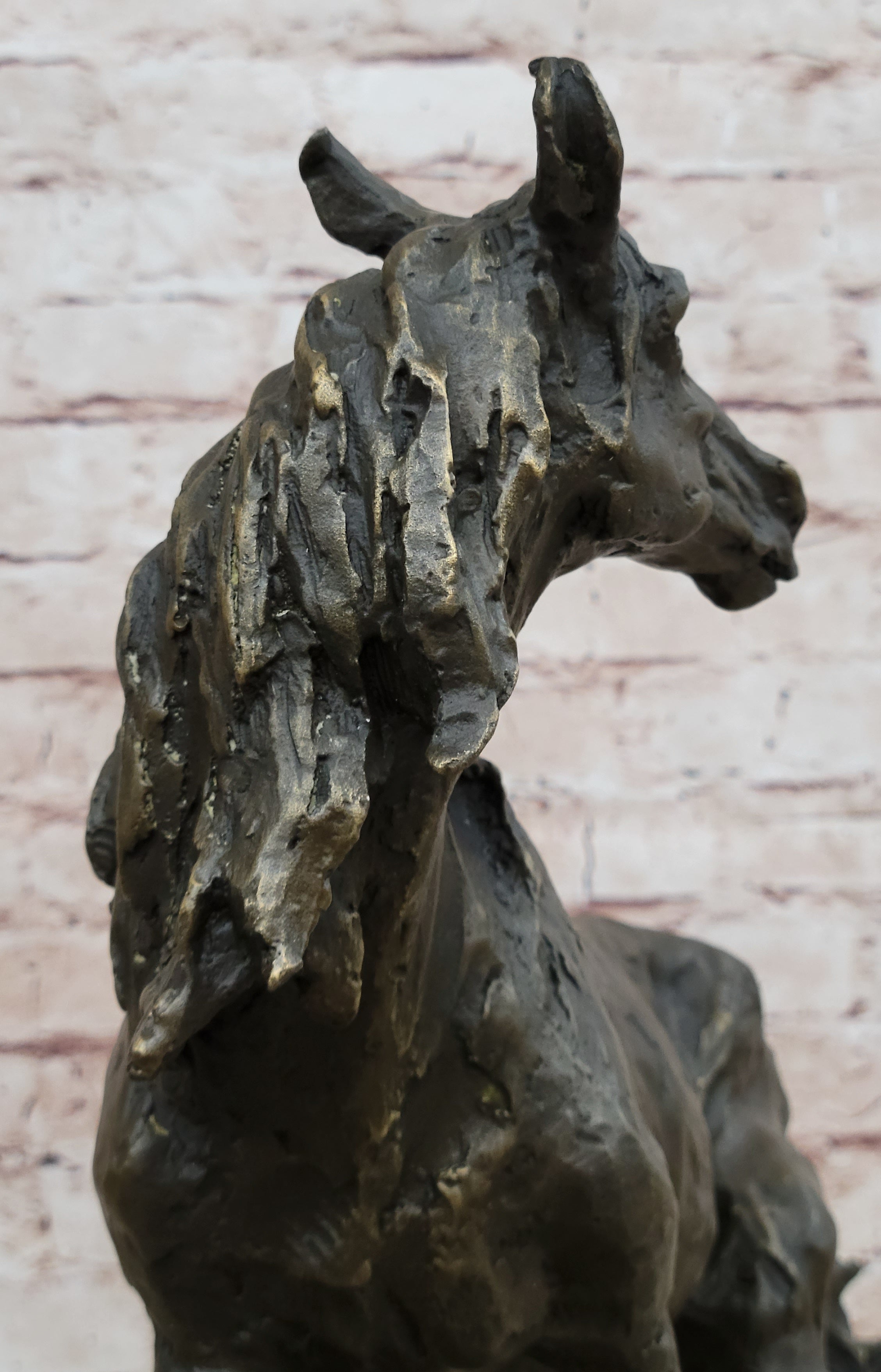 Wild Horse Bronze Sculpture Crude Style 17.5" x 16.5"