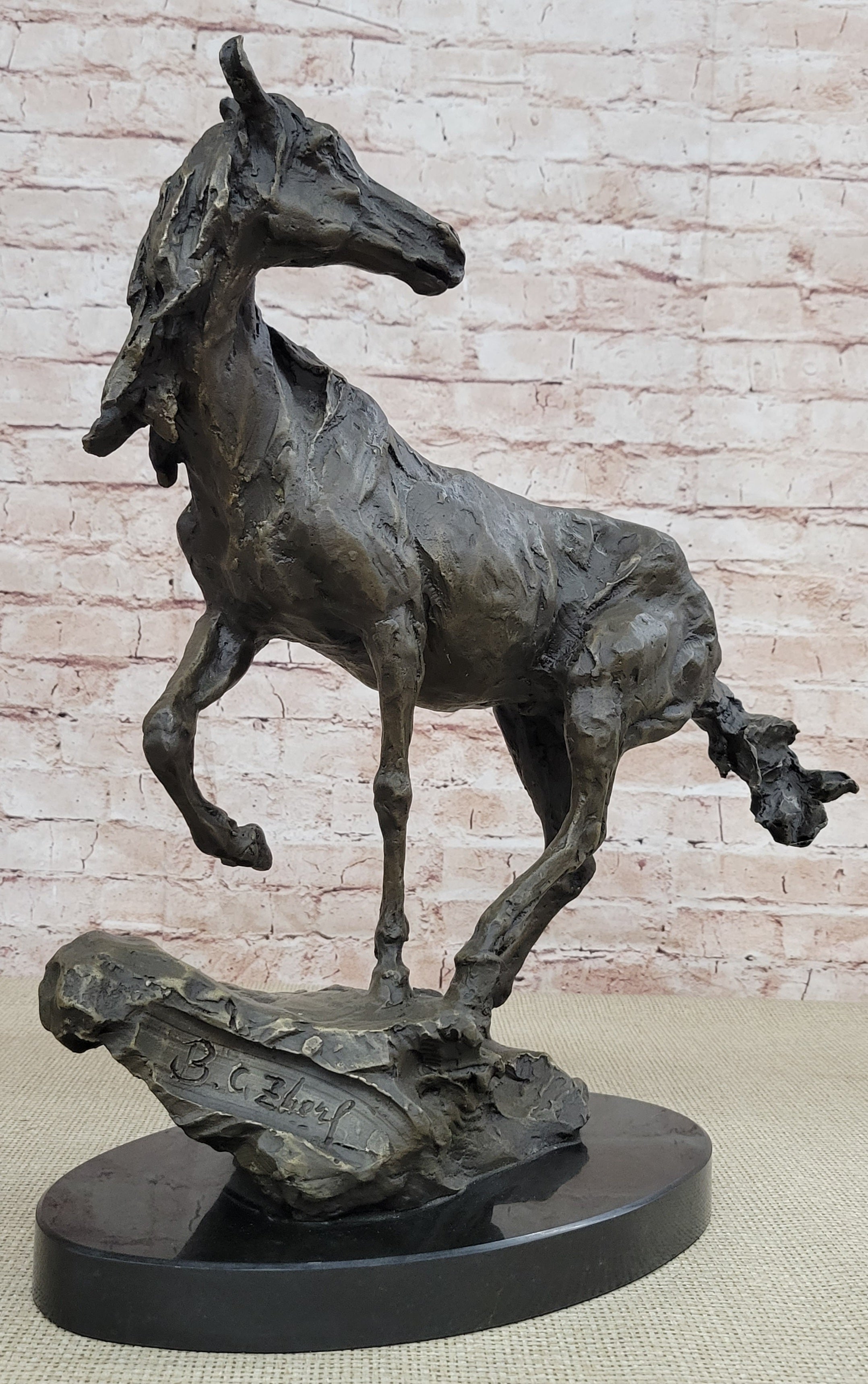 Wild Horse Bronze Sculpture Crude Style 17.5" x 16.5"
