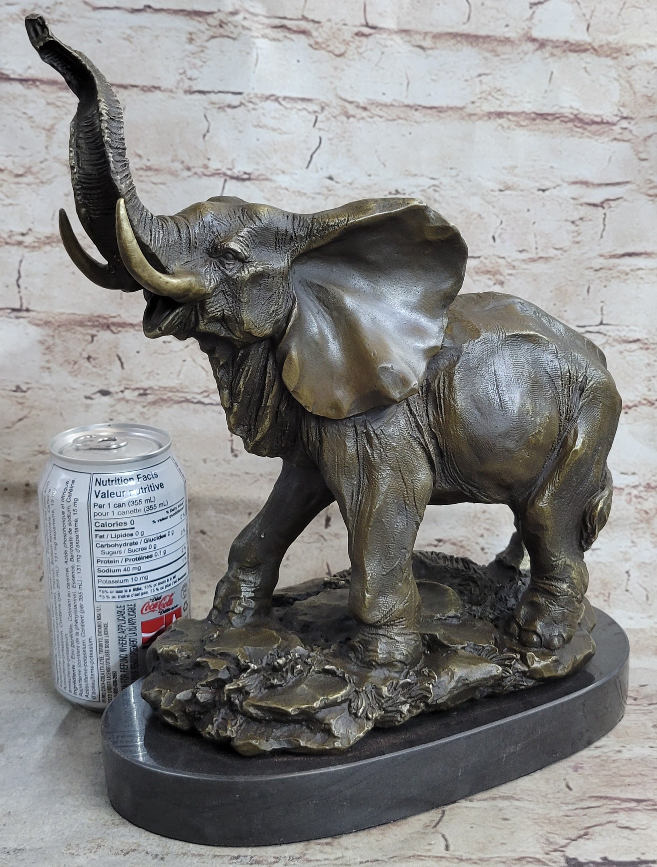 Bronze Metal Elephant Sculpture 12" x 14"