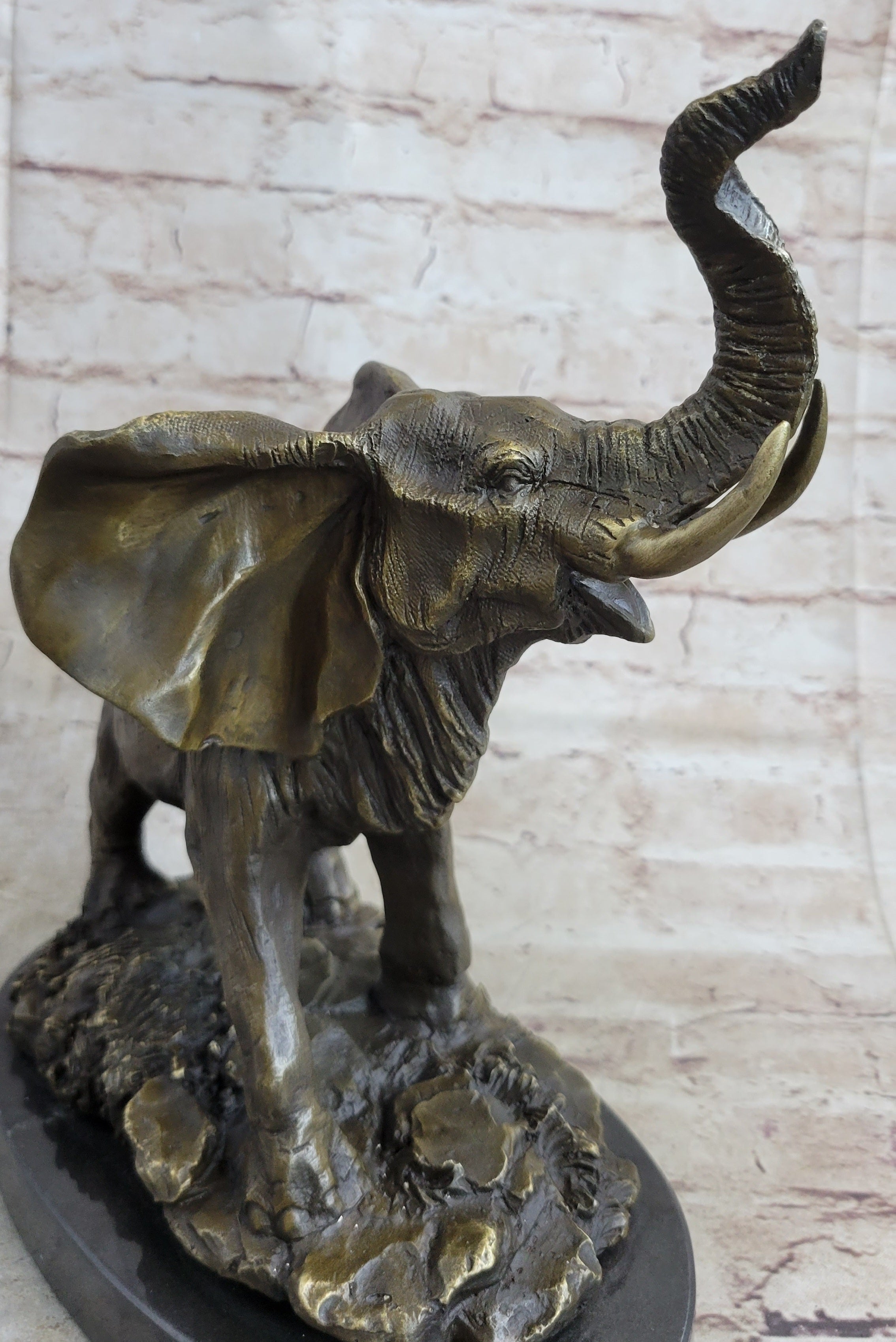 Bronze Metal Elephant Sculpture 12" x 14"