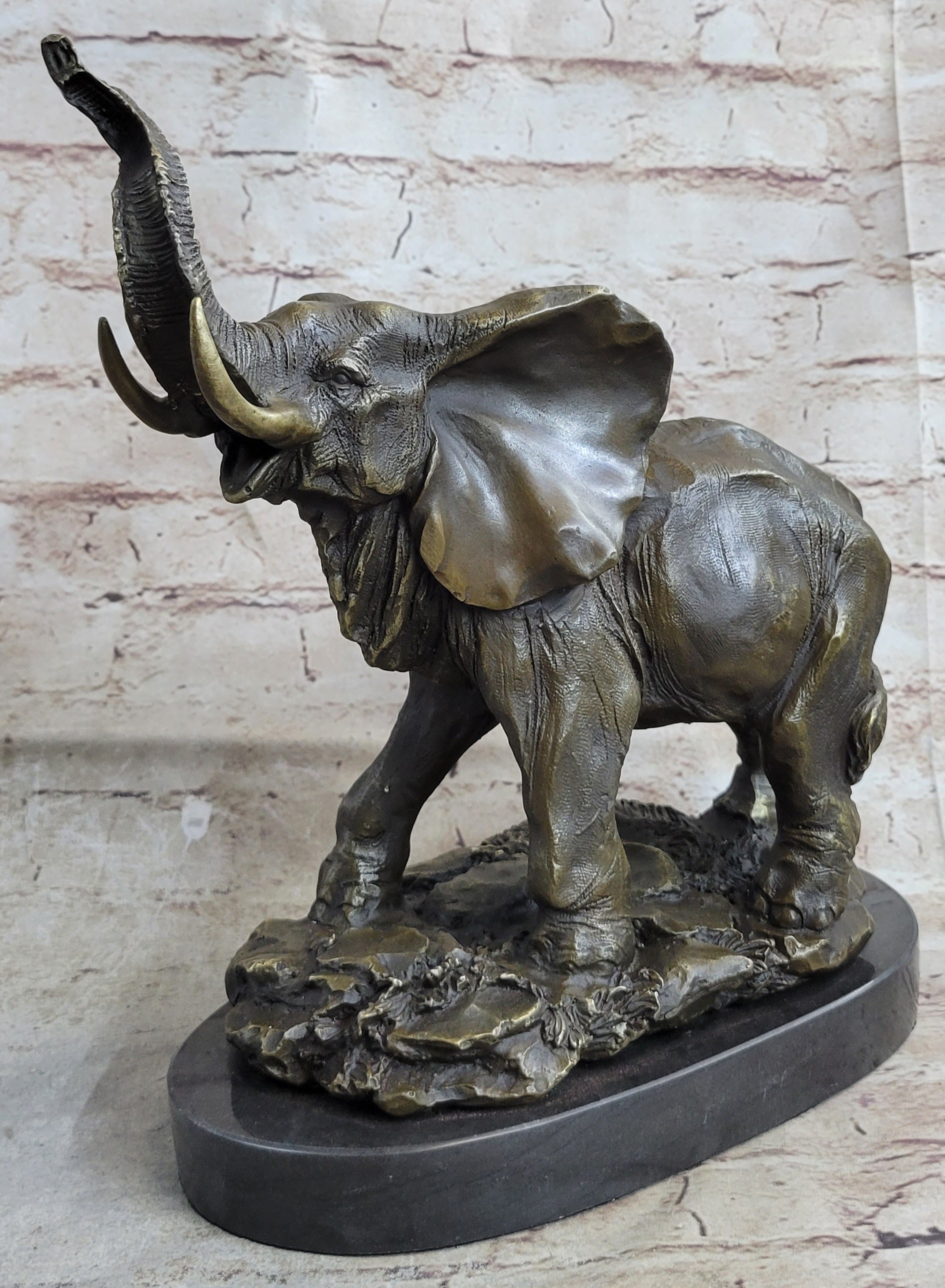 Bronze Metal Elephant Sculpture 12" x 14"