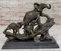 Elephant Family Walking up The Hill Bronze Sculpture by Barye
