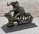 Elephant Family Walking up The Hill Bronze Sculpture by Barye