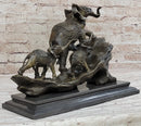 Elephant Family Walking up The Hill Bronze Sculpture by Barye