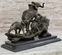 Elephant Family Walking up The Hill Bronze Sculpture by Barye