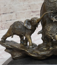 Elephant Family Walking up The Hill Bronze Sculpture by Barye