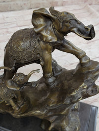 Elephant Family Walking up The Hill Bronze Sculpture by Barye