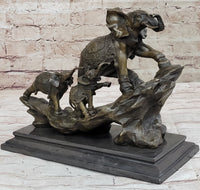 Elephant Family Walking up The Hill Bronze Sculpture by Barye