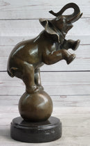 Bronze Sculpture Circus Elephant Balancing on Ball