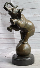 Bronze Sculpture Circus Elephant Balancing on Ball