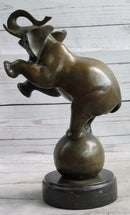Bronze Sculpture Circus Elephant Balancing on Ball