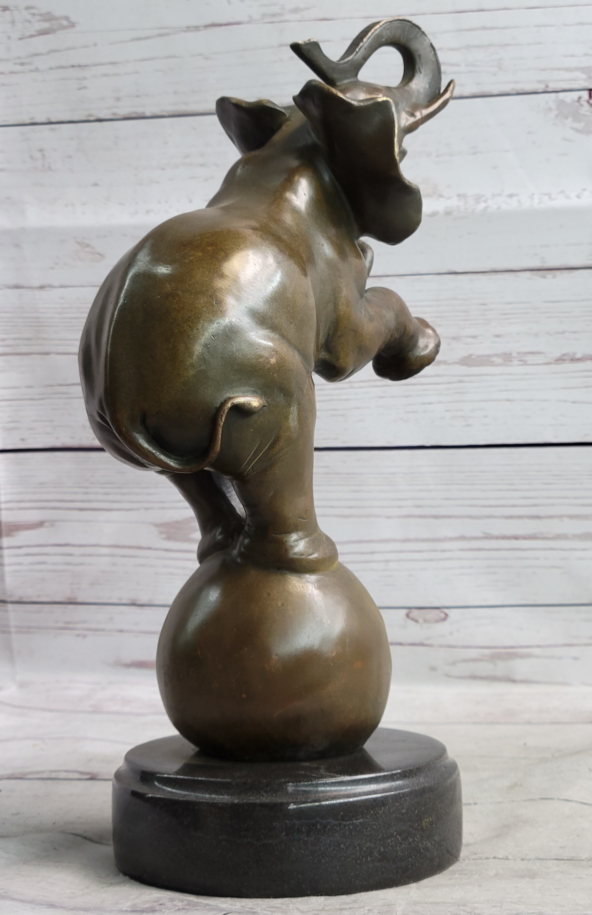 Bronze Sculpture Circus Elephant Balancing on Ball