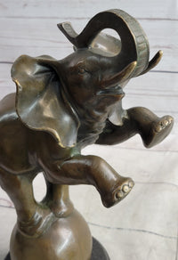 Bronze Sculpture Circus Elephant Balancing on Ball