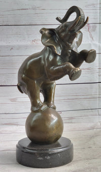 Bronze Sculpture Circus Elephant Balancing on Ball