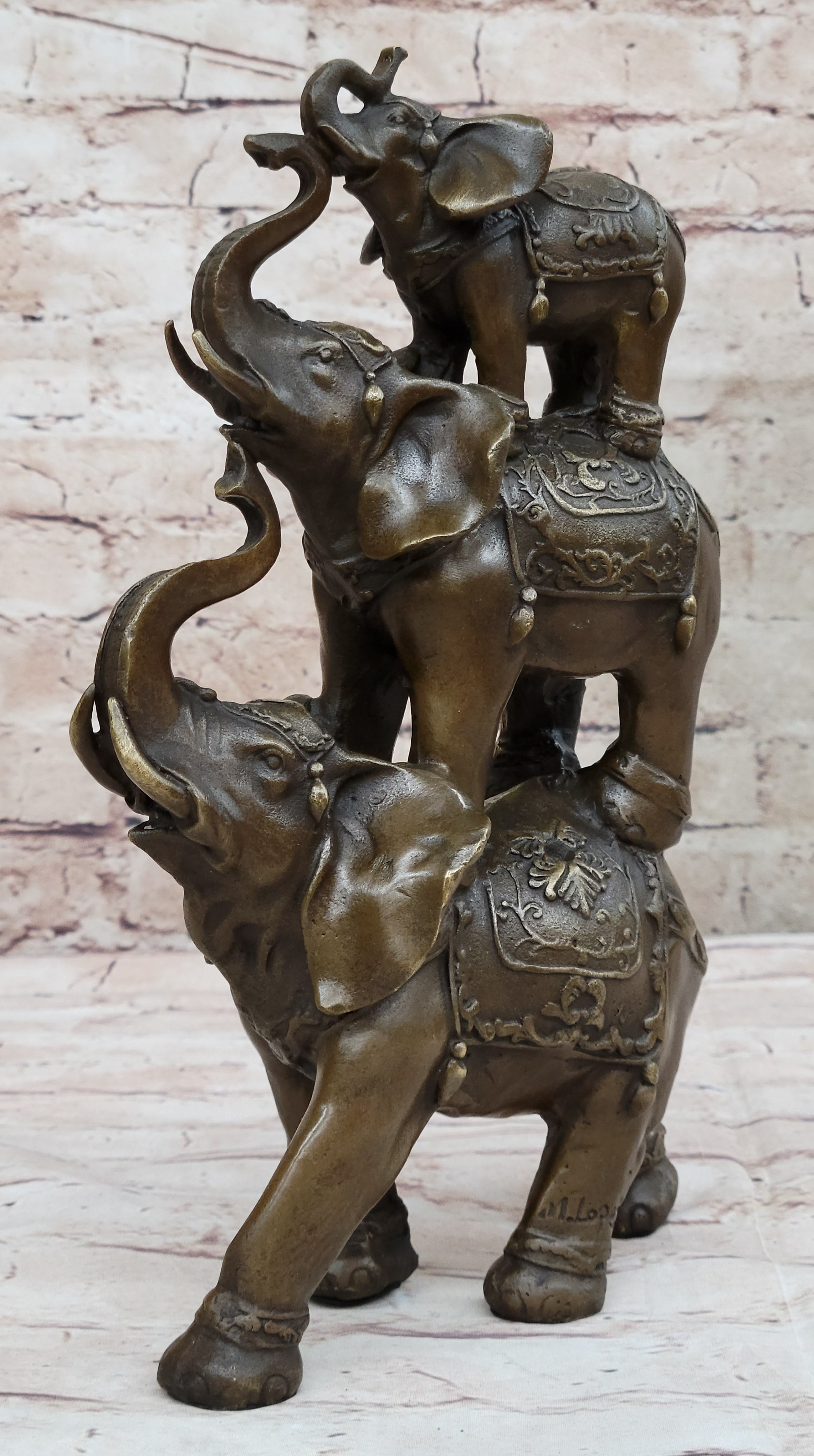 Collectible Bronze Elephant Safari Art Figure Hot Cast