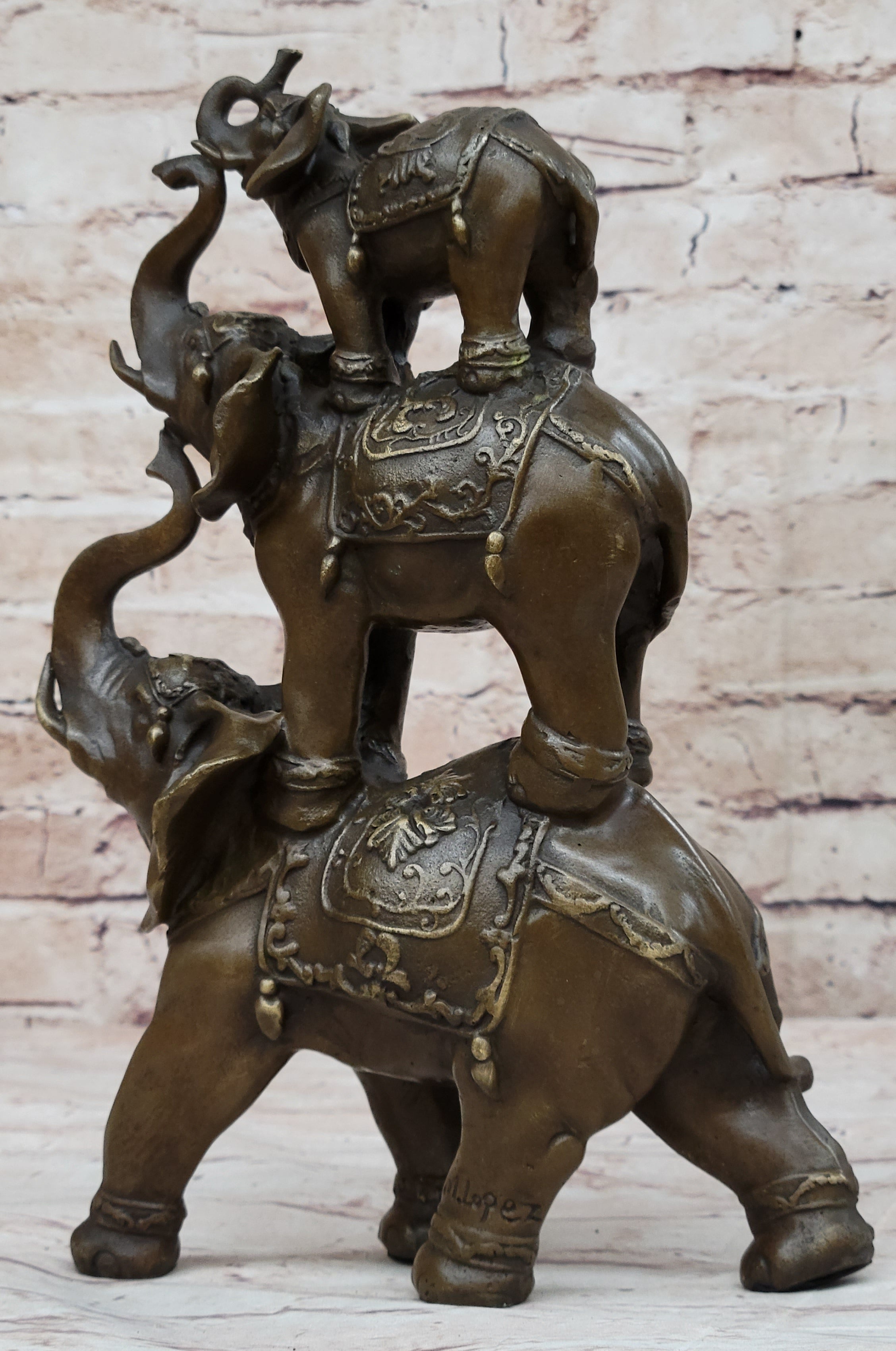 Collectible Bronze Elephant Safari Art Figure Hot Cast