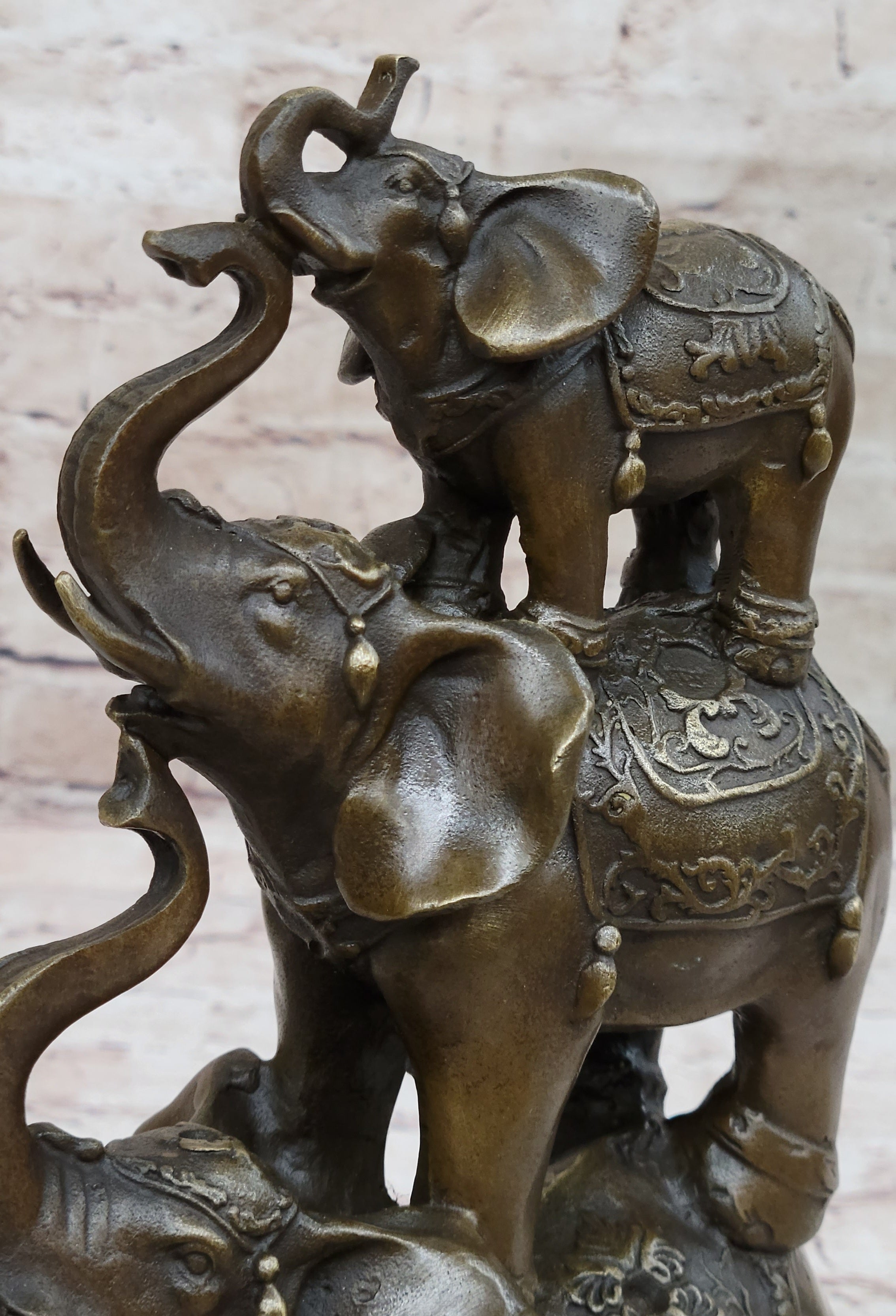 Collectible Bronze Elephant Safari Art Figure Hot Cast