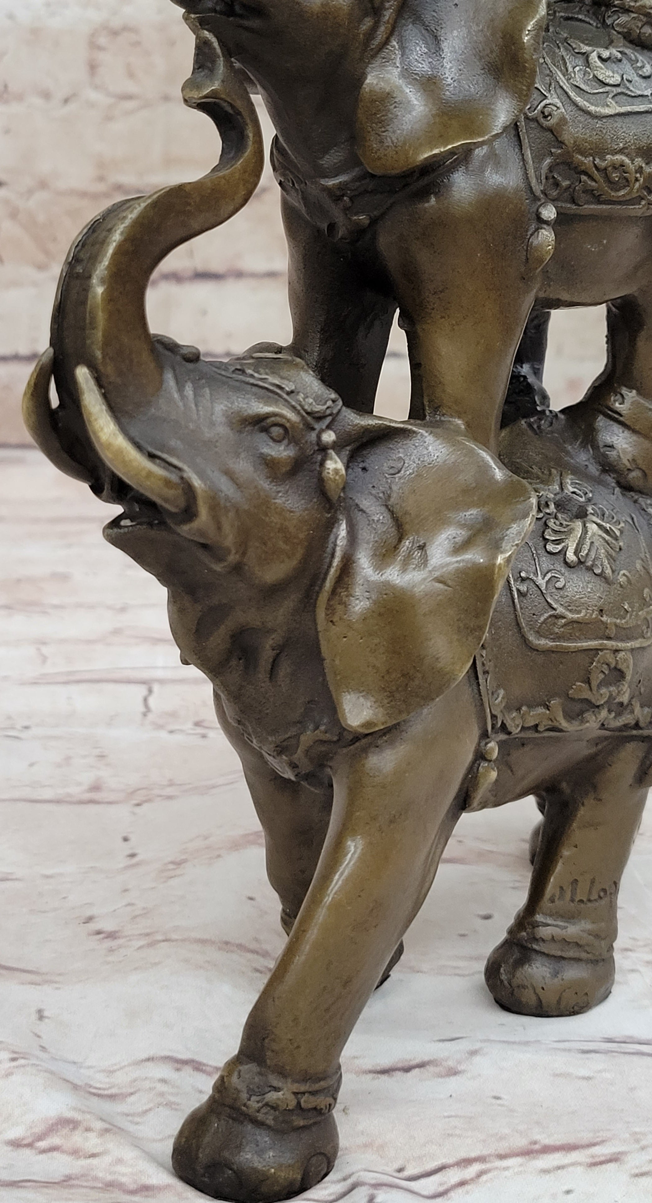 Collectible Bronze Elephant Safari Art Figure Hot Cast