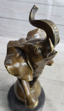 Circus Elephant Balancing on Ball Bronze Sculpture on Marble Base