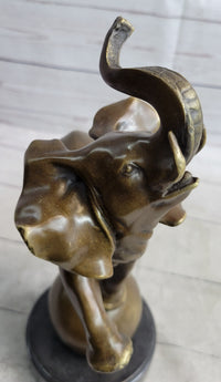 Circus Elephant Balancing on Ball Bronze Sculpture on Marble Base