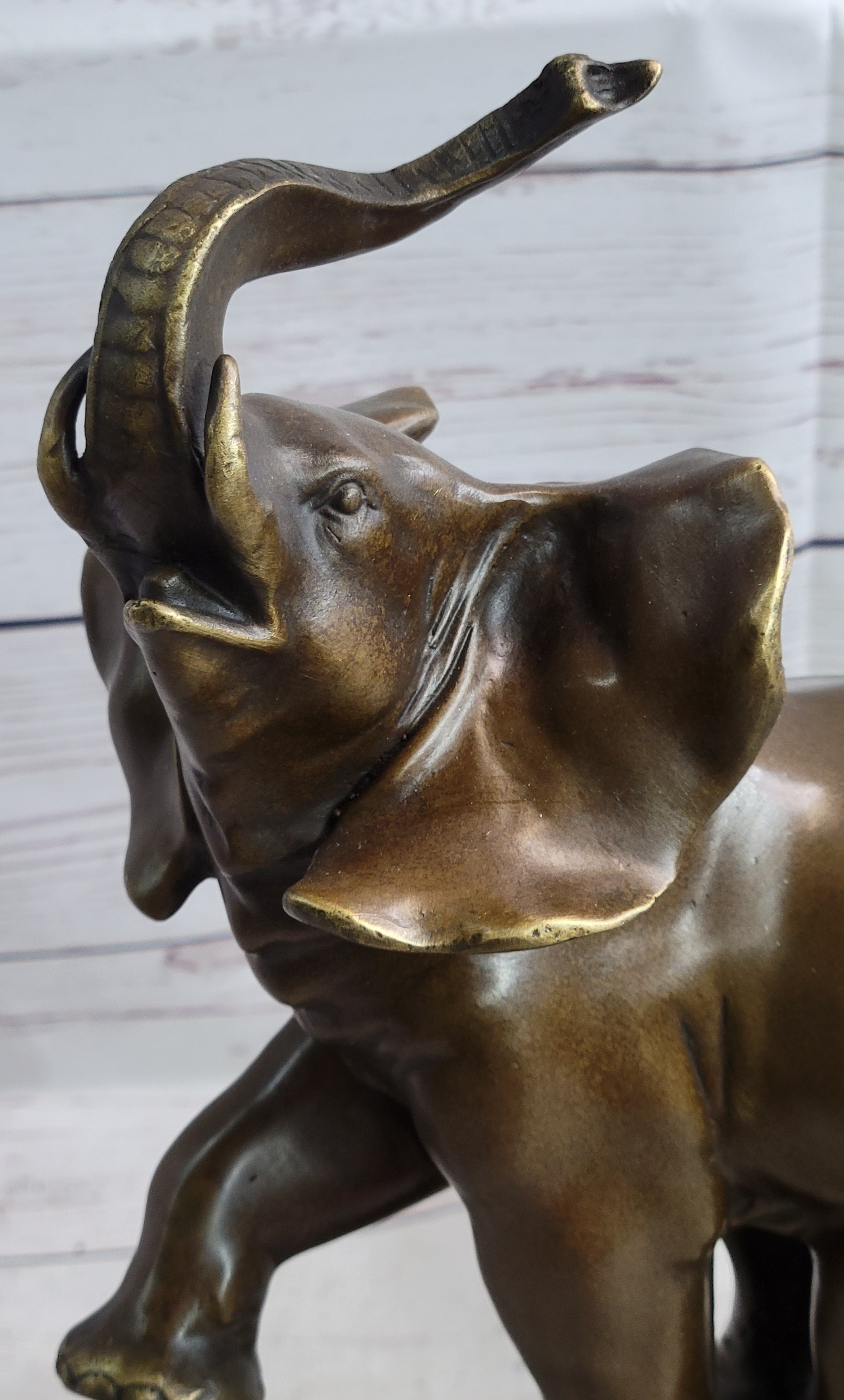 Circus Elephant Balancing on Ball Bronze Sculpture on Marble Base