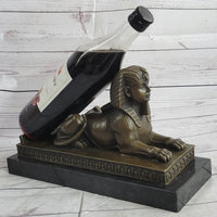 Egyptian Sphinx Bronze Sculpture Statue Miniature Replica Handmade Signed Milo 8" x 13"