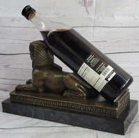 Egyptian Sphinx Bronze Sculpture Statue Miniature Replica Handmade Signed Milo 8" x 13"