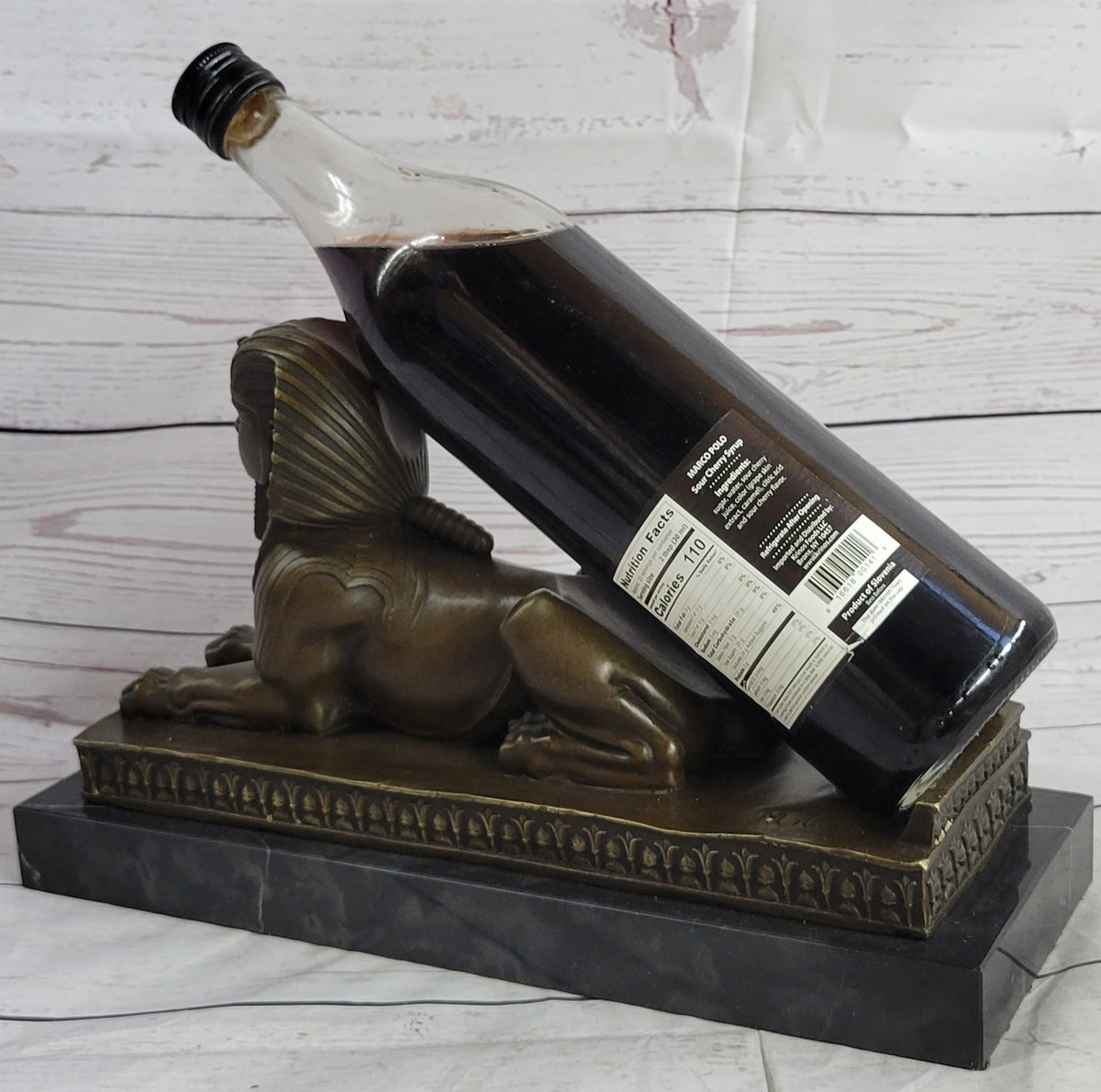 Egyptian Sphinx Bronze Sculpture Statue Miniature Replica Handmade Signed Milo 8" x 13"