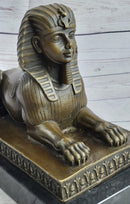 Egyptian Sphinx Bronze Sculpture Statue Miniature Replica Handmade Signed Milo 8" x 13"