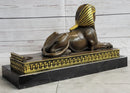 Egyptian Sphinx Bronze Mini Replica Signed Art on Marble Base
