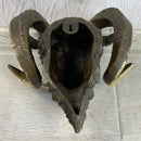 Signed Original Mascot Ram Head Bronze Sculpture Marble Base