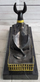 Anubis Jackal Bust on Plinth Antique Bronze by Milo