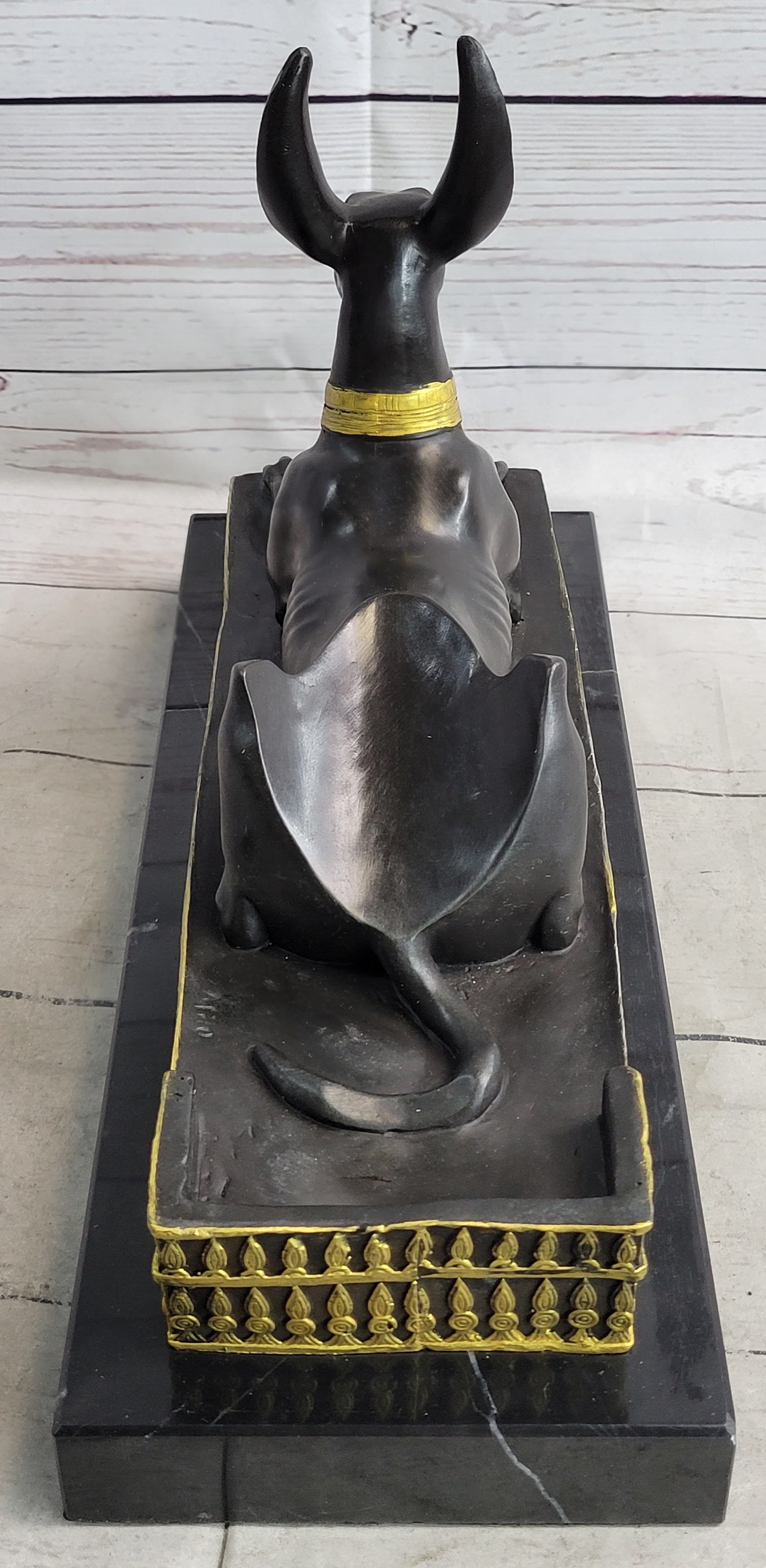Anubis Jackal Bust on Plinth Antique Bronze by Milo